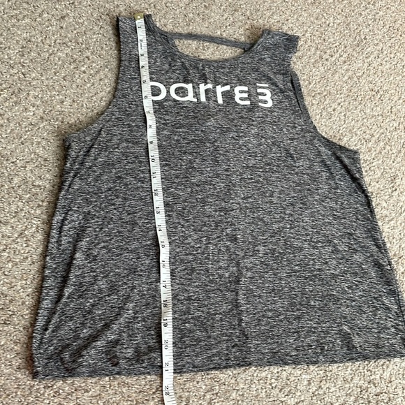 BEYOND YOGA Tank Top Dark Gray. Barre Logo on Front White Text. Open Back. Small - Picture 6 of 7